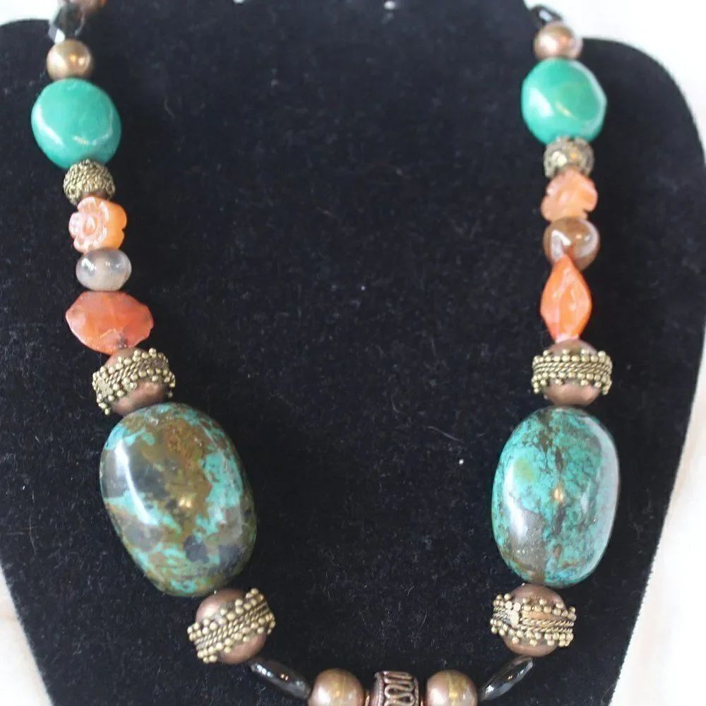 Natural Copper and Turquoise 19" Necklace NWOT